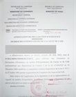 Attestation d'inscription au fichier des exportateurs